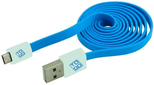 Cavo Flat USB AM a Micro USB M 1m Azzurro / Bianco