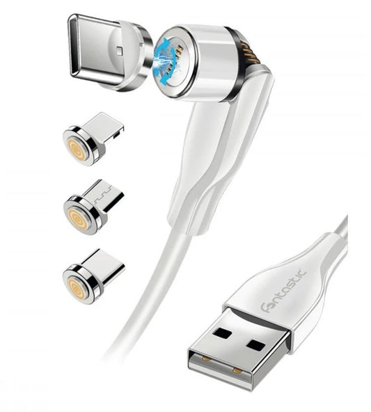 Cavo Magnetico di Ricarica 3 in 1 USB-C™ Micro USB e 8 pin con LED 1.2m