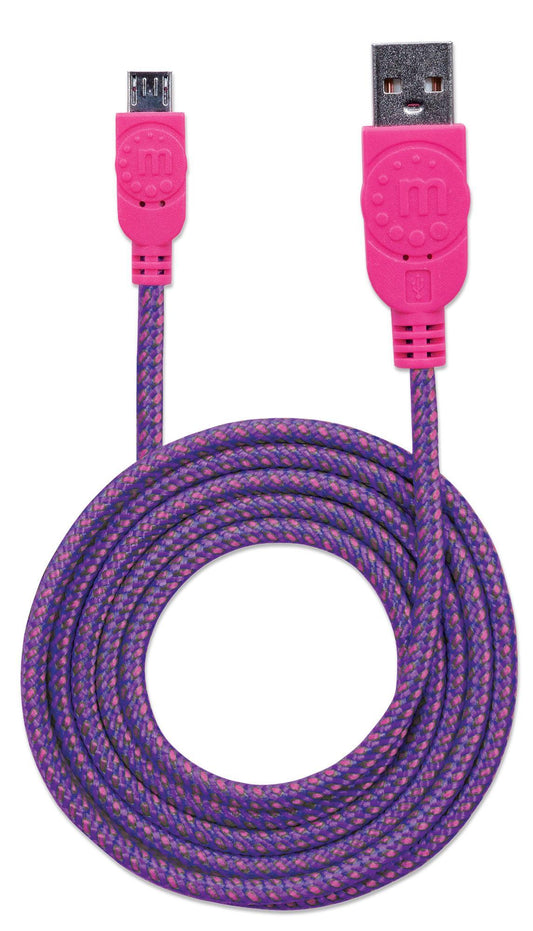 Cavo Micro USB Guaina Intrecciata USB/MicroUsb 1.8m Viola/Fucsia