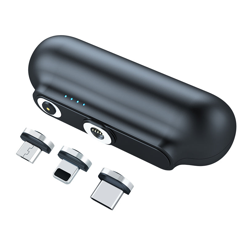 Mini power bank magnetico 3 in 1 5000mah caricabatterie portatile ultra compatta batteria esterna portatile con 3 spine compatibile con iphone samsung galaxy huawei smartphone