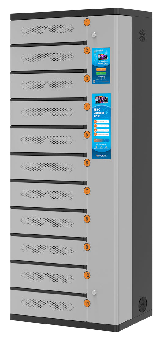 Armadio di Ricarica USB-C 11 Scomparti con Chiusura a PIN e Touchscreen 500W Grigio