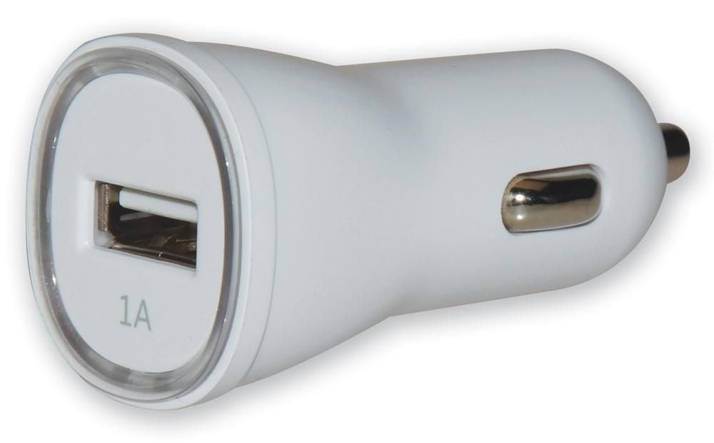 Caricatore da Auto Universale 1 Porta USB con Uscita 5V 1A Bianco