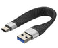 Cavo Corto Piatto USB-C Maschio a USB-A Maschio Ricarica Rapida FPC 12 cm