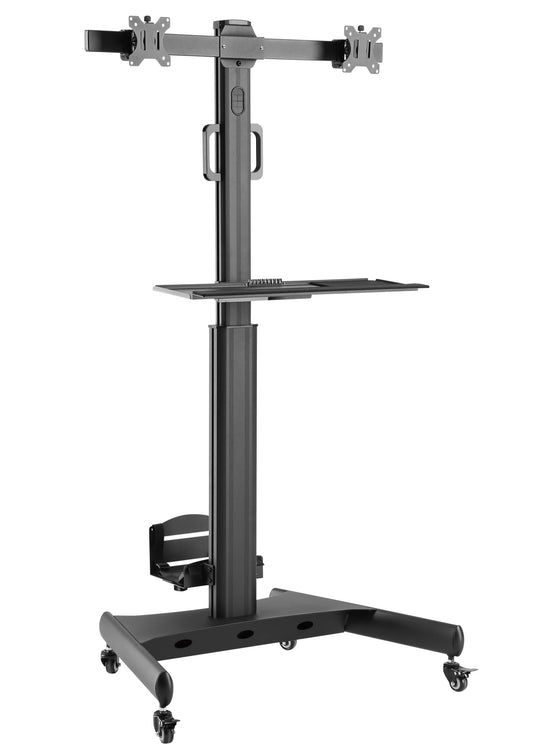 Trolley da Pavimento con Mensola e Porta PC per 2 TV LCD/LED/Plasma 13-32''