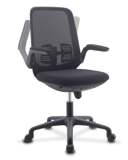 Sedia per Ufficio Regolabile in Altezza con Braccioli Pieghevoli Nera