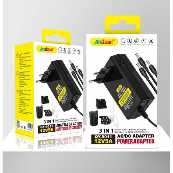 Adattatore Alimentazione 3in1 Ac/Dc 12v 5a Alimentatore Universale Qy-9011 3 Spine