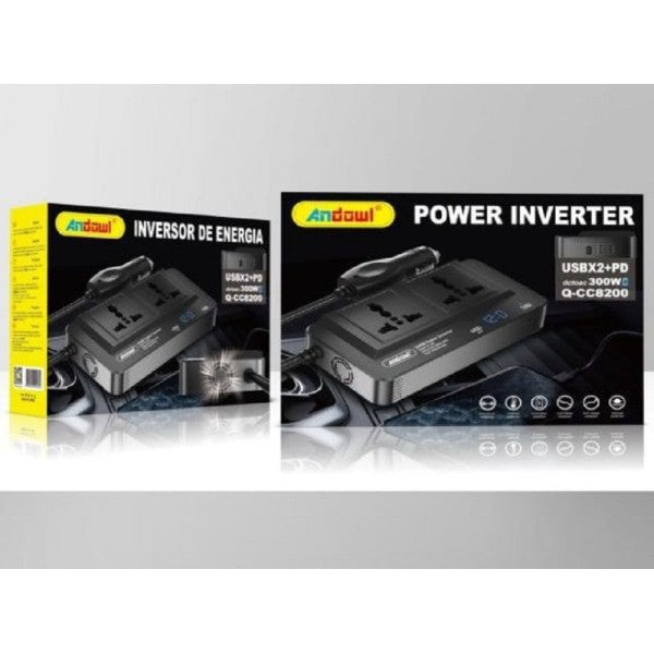 Inverter Di Alimentazione Auto 300w Con 2 Porte Usb Per Caricabatterie Q-Cc8200