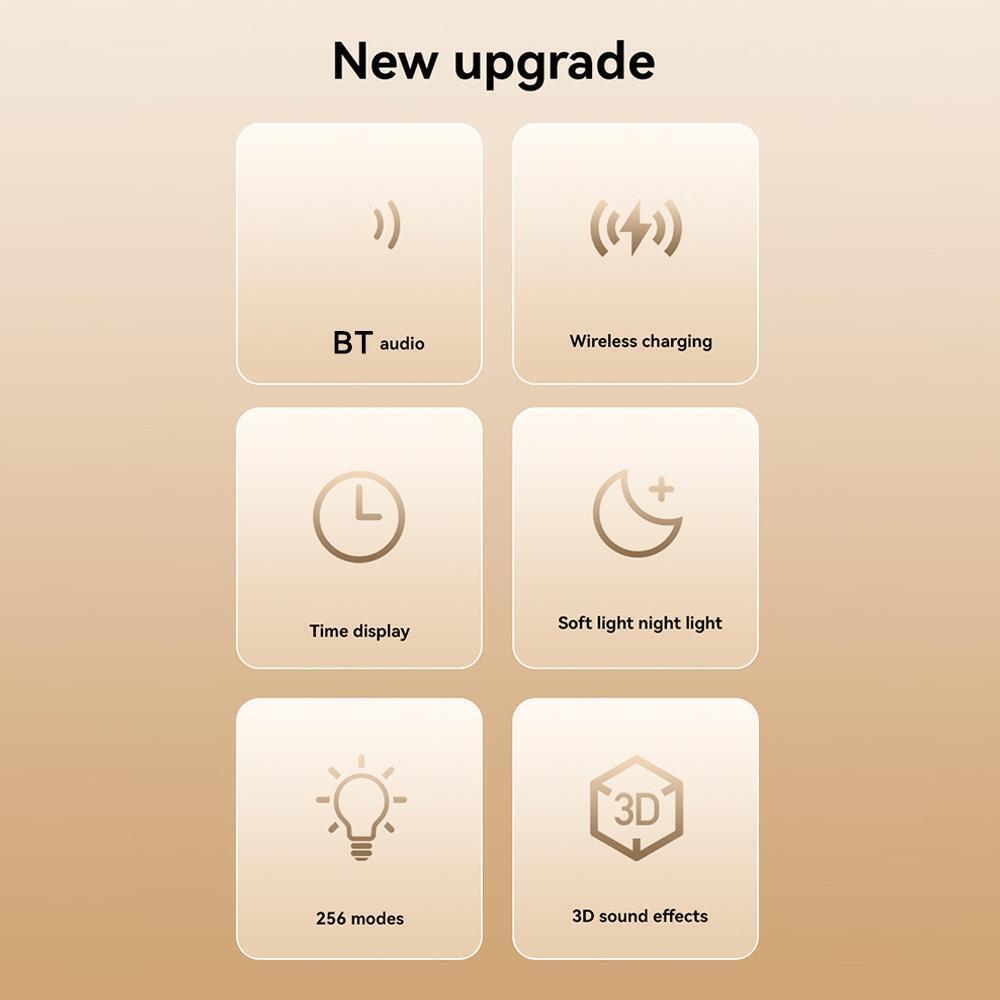 Lampada Altoparlante 3 in 1  bluetooth luce led con orologio caricabatterie wireless audio