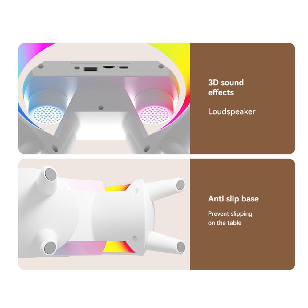 Lampada Altoparlante 3 in 1  bluetooth luce led con orologio caricabatterie wireless audio