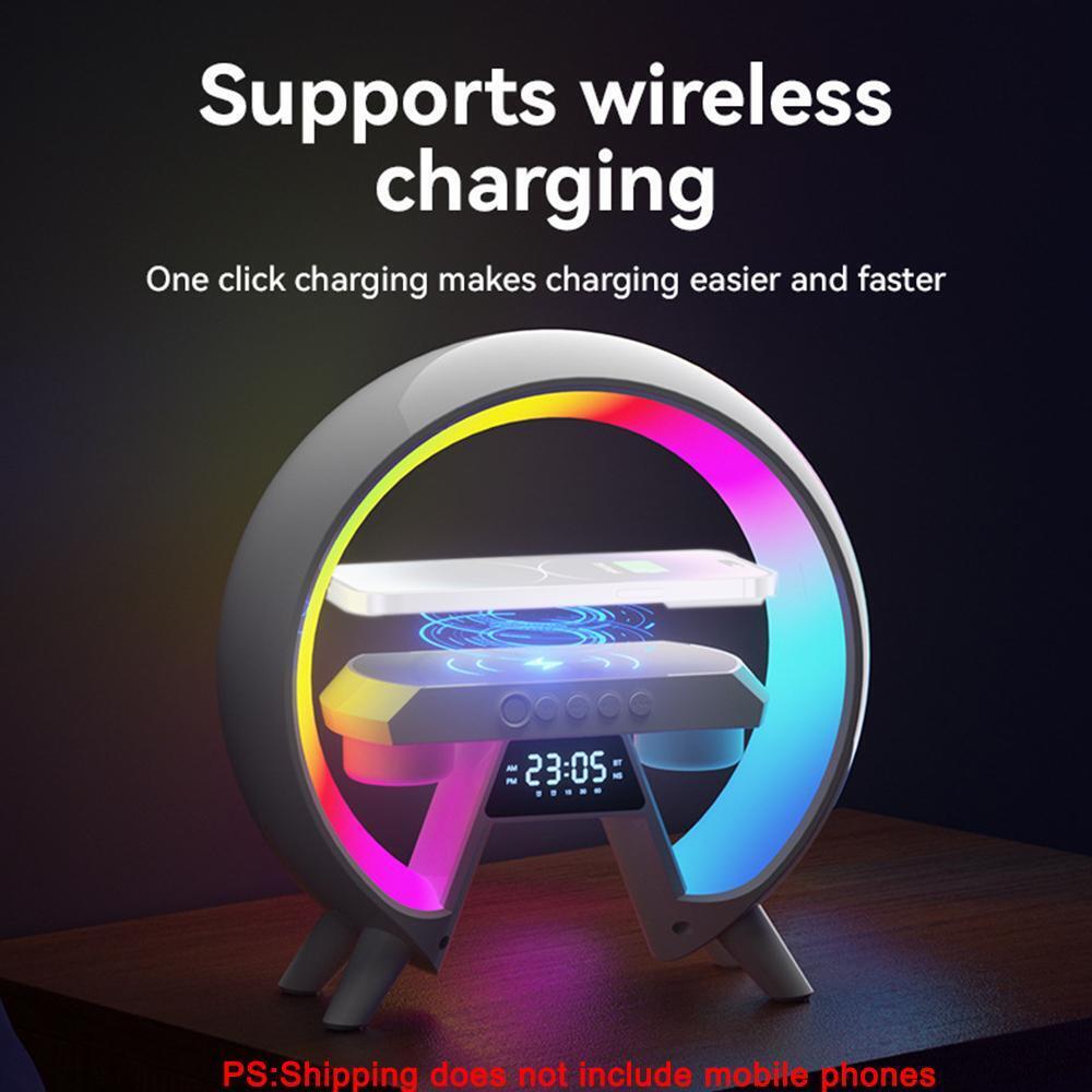 Lampada Altoparlante 3 in 1  bluetooth luce led con orologio caricabatterie wireless audio
