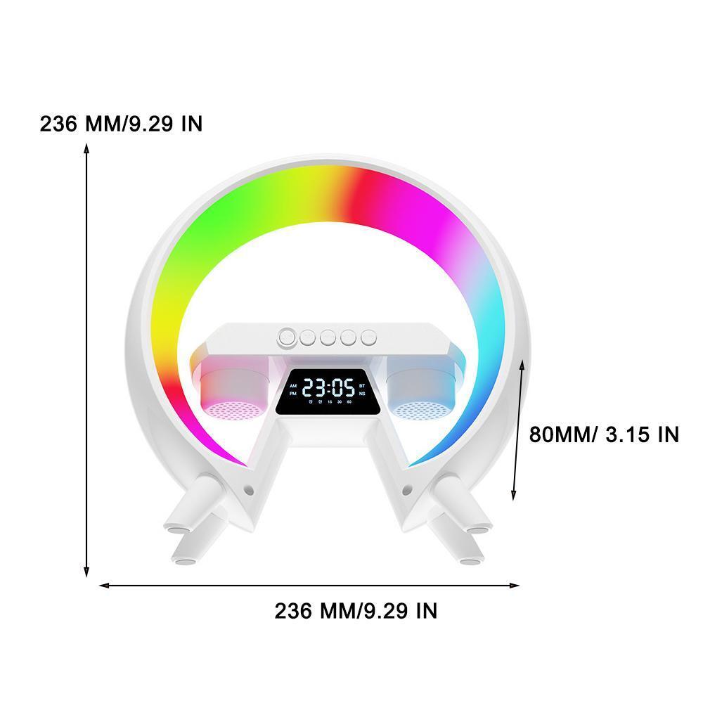 Lampada Altoparlante 3 in 1  bluetooth luce led con orologio caricabatterie wireless audio