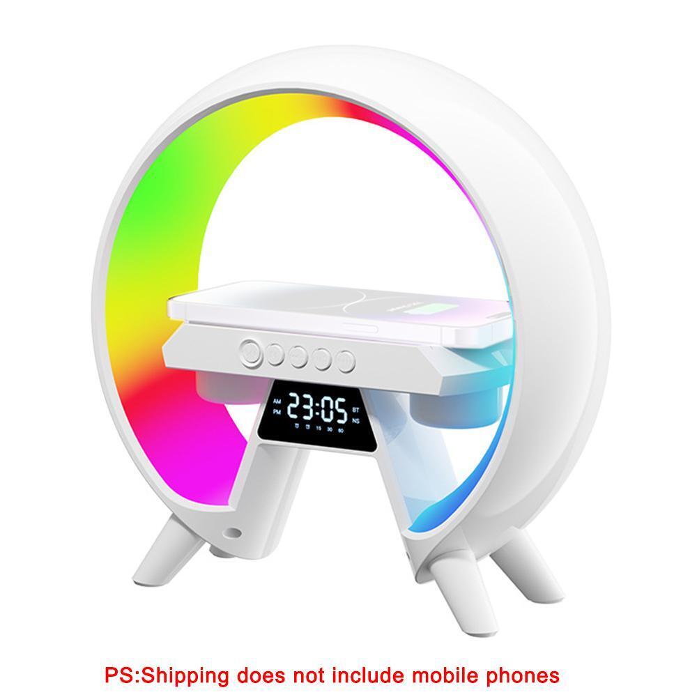 Lampada Altoparlante 3 in 1  bluetooth luce led con orologio caricabatterie wireless audio