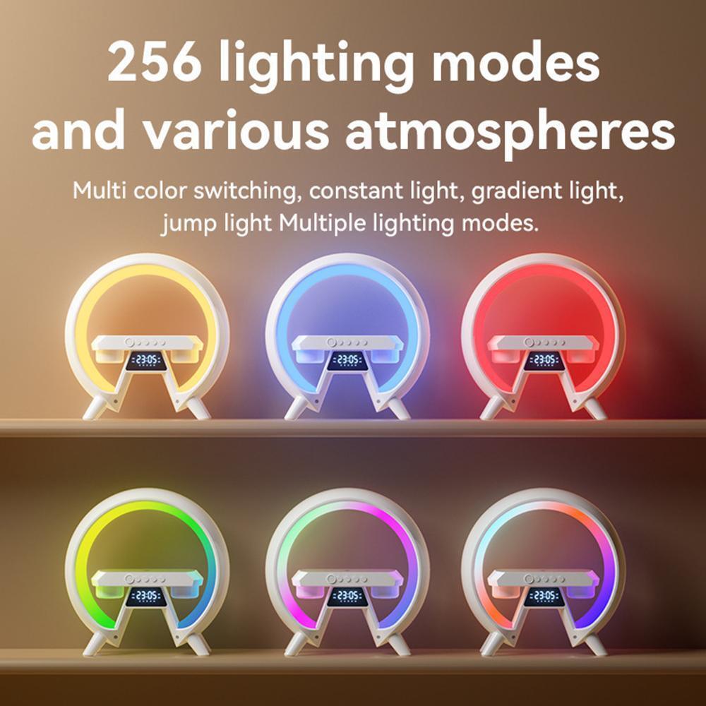 Lampada Altoparlante 3 in 1  bluetooth luce led con orologio caricabatterie wireless audio