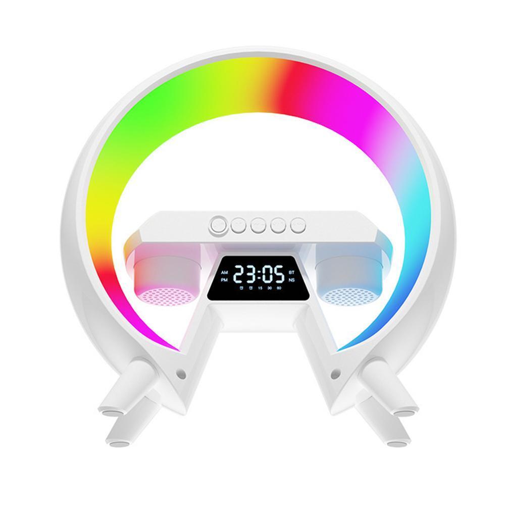 Lampada Altoparlante 3 in 1  bluetooth luce led con orologio caricabatterie wireless audio