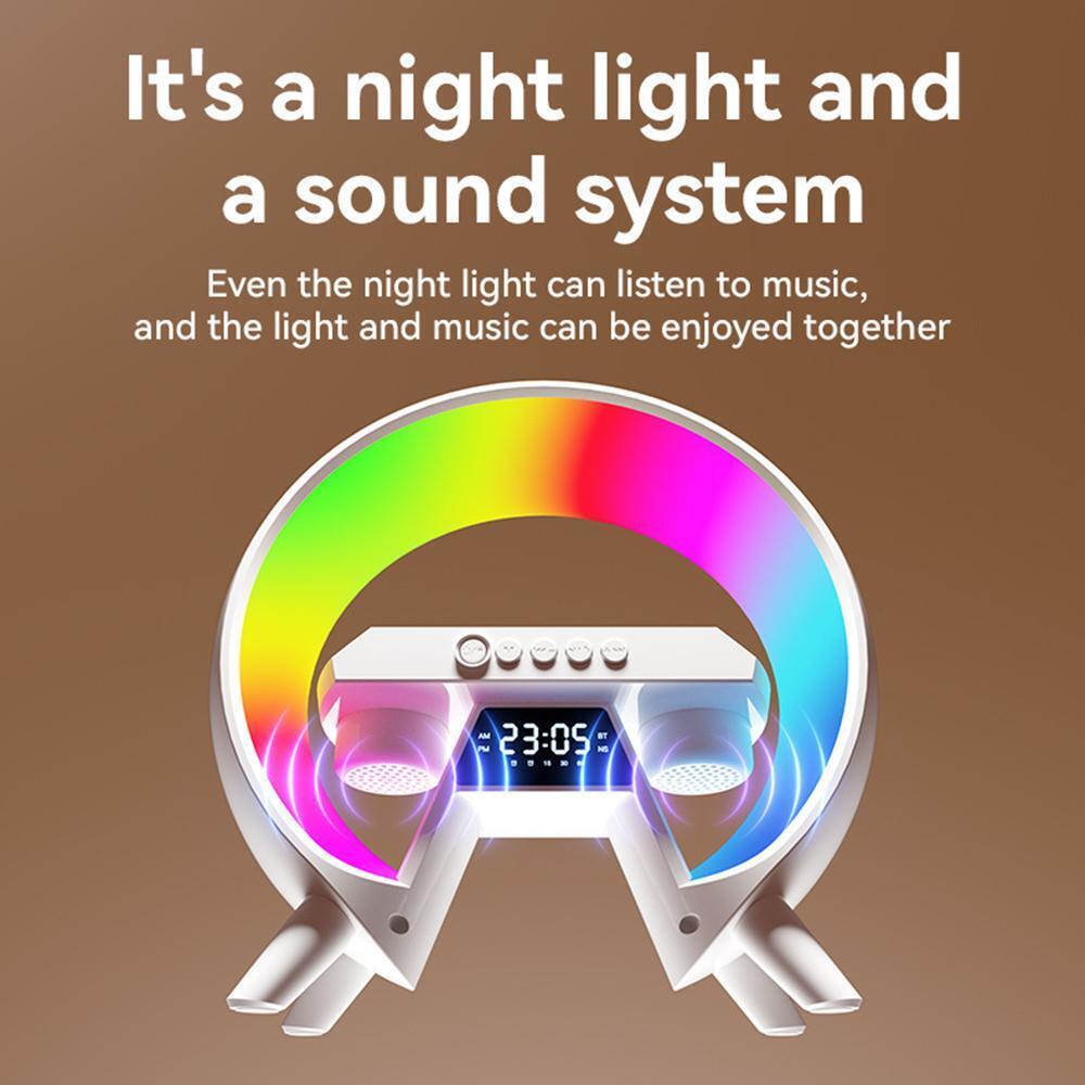 Lampada Altoparlante 3 in 1  bluetooth luce led con orologio caricabatterie wireless audio