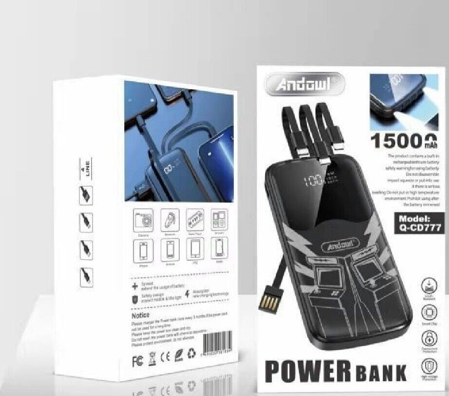 Power Bank 15000Mah Caricabatterie Esterno Portatile A Ricarica Rapida Q-CD777