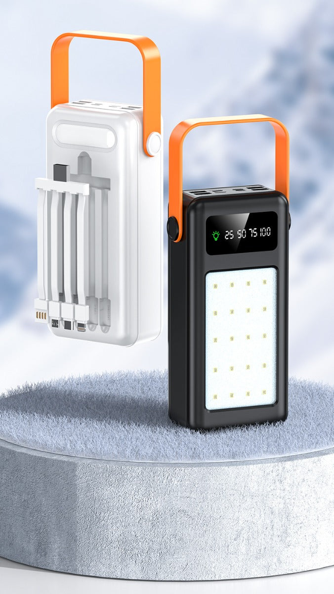 Power bank 60000mah con luci da campeggio esterne caricabatterie esterno per smartphone cavi integrati