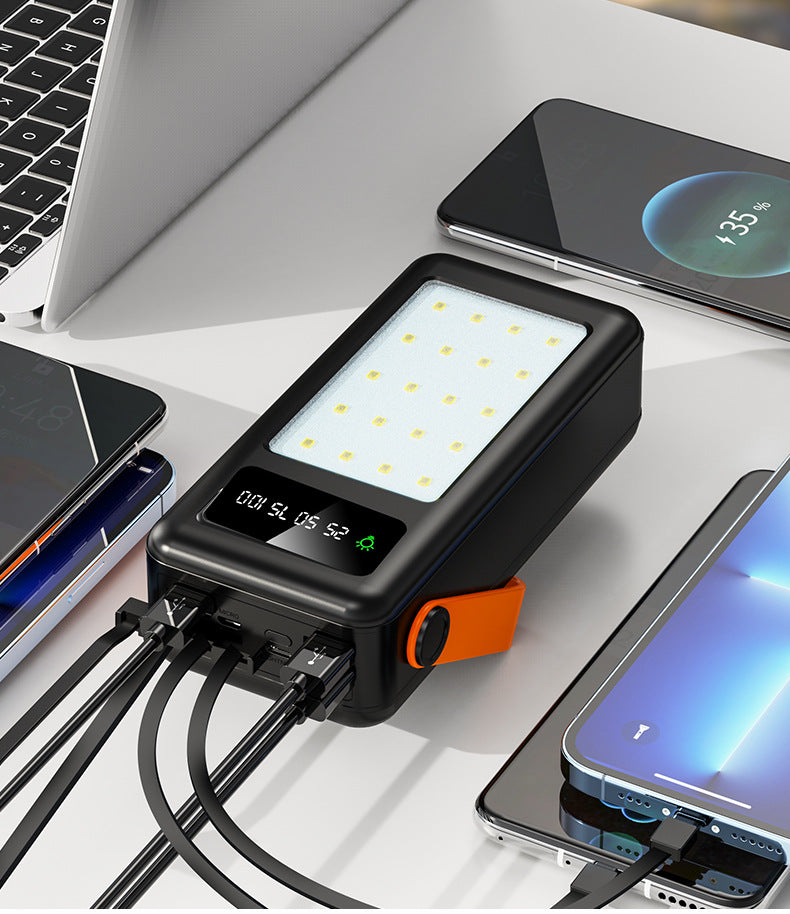 Power bank 60000mah con luci da campeggio esterne caricabatterie esterno per smartphone cavi integrati