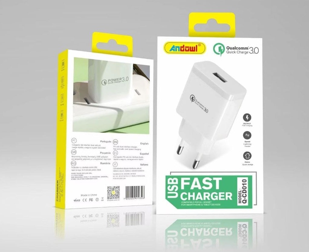 Spina Caricabatterie Usb Smartphone 2.1a Ricarica Veloce Per Presa Muro Q-CD010
